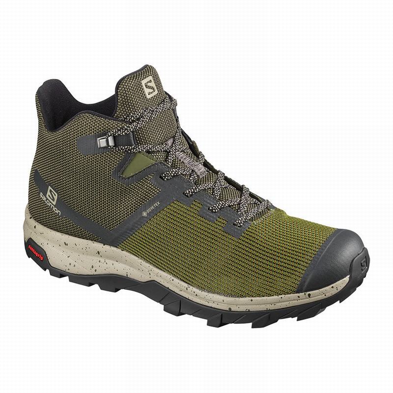 Salomon Israel OUTLINE PRISM MID GORE-TEX - Mens Hiking Shoes - Olive/Black (YSEU-76382)